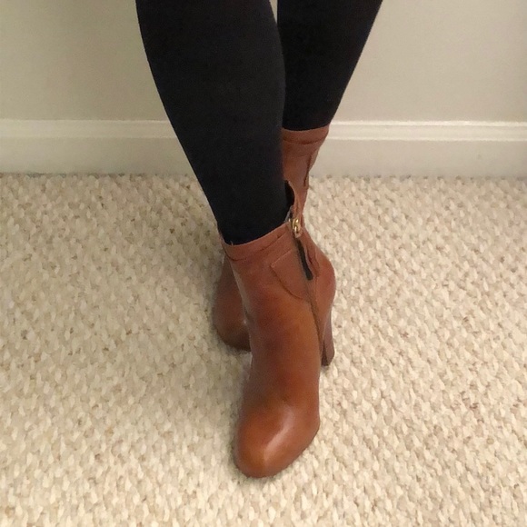 New Cognac Leather Ankle Booties - Picture 3 of 8
